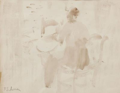Woman at the table.