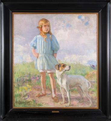The Girl and the Dog by Eero Jarnefelt - Auction record, sale price, and art valuation. Compare with similar artists and explore comparable artworks.