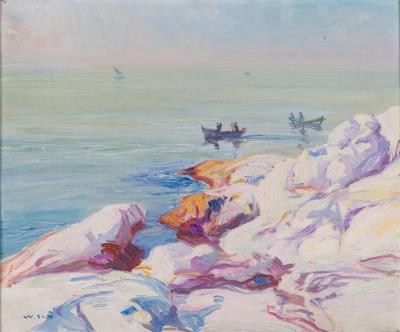 Boat Journey by the Shore Cliffs by Wilho Sjostrom - Auction record, sale price, and art valuation. Compare with similar artists and explore comparable artworks.