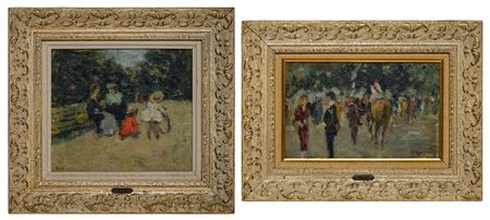Two Park Scenes: (i) 'Jardin Du Luxembourg'. (ii) 'Races in Paris'.