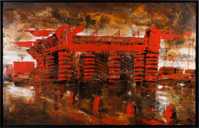 Sample artwork by Alessandro Busci (Born 1971), known for high color abstract marine, industrial, interior and cityscape scene painting - View similar artists and auction records