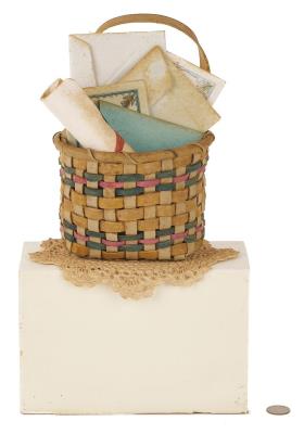 Trompe l'oeil Ceramic Sculpture, Basket of Letters