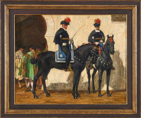 Alguazils and Toreros in front of the bullring by Henri Zo - Auction record, sale price, and art valuation. Compare with similar artists and explore comparable artworks.