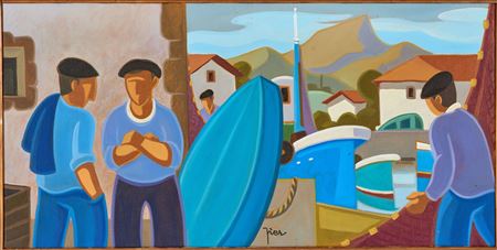 Basque scene in the port of Saint-Jean-de-Luz