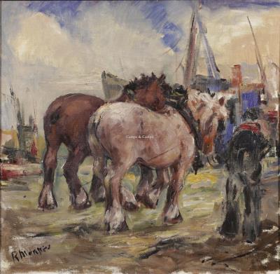 Harbor Horses by René Morren - Auction record, sale price, and art valuation. Compare with similar artists and explore comparable artworks.