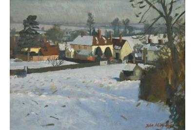 A view in Great Bardfield in winter by John Arthur Malcolm Aldridge - Auction record, sale price, and art valuation. Compare with similar artists and explore comparable artworks.