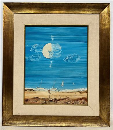 Beach with Moon and Boats