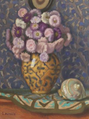 Flowered Vase and Seashell