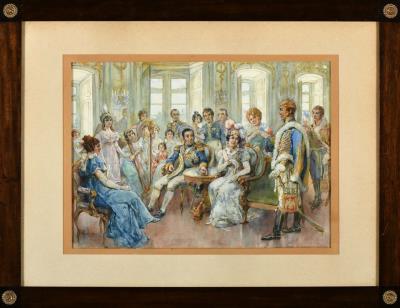 King D. João VI of Portugal receives General Junot at a Soirée in Queluz in 1805