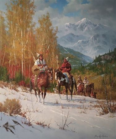 Sample artwork by Gary Lynn Roberts (Born 1953), known for historical, rangeland genre painting - View similar artists and auction records