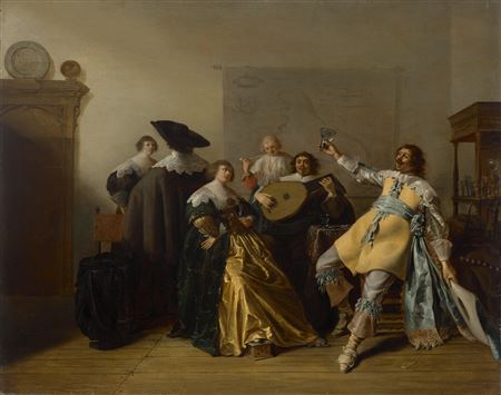 Cavaliers and ladies making music