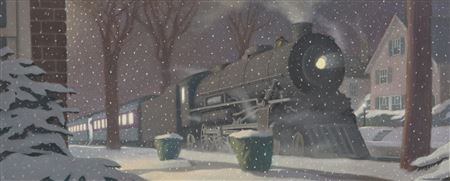 'It was wrapped in an apron of steam.' (Cover Illustration for The Polar Express)