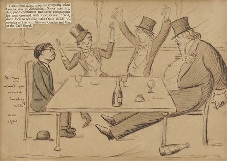 A Recollection: Conder, Max, Rothenstein and Wilde at the Café Royal by Max Beerbohm - Auction record, sale price, and art valuation. Compare with similar artists and explore comparable artworks.