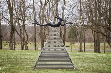 Six Foot Leaping Hare on Steel Pyramid