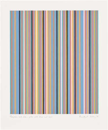 Turquoise, red, blue, yellow with black and white