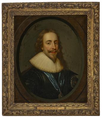 Portrait of King Charles I, bust-length, in a painted oval