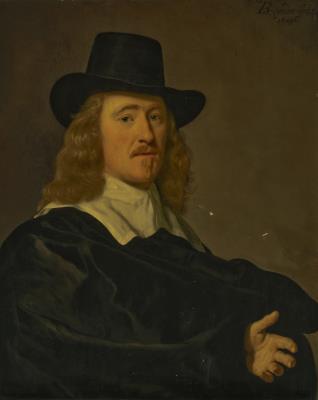 Portrait of David Rijckaert, bust-length, wearing a hat