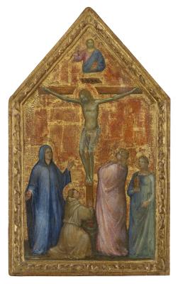 The Crucifixion, with Saint Anthony Abbot in the desert on the reverse