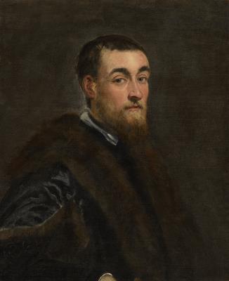 Portrait of a bearded gentleman, bust-length, in a black fur-trimmed coat