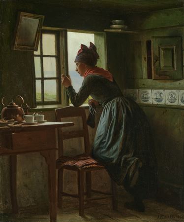 Interior with knitting figure