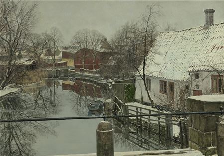 Old Houses near Koge in winter