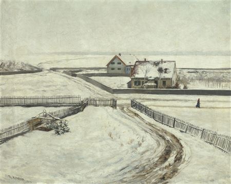 Houses in a winter landscape