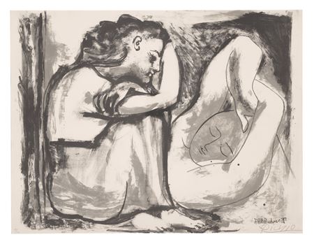 Femme assise et dormeuse
