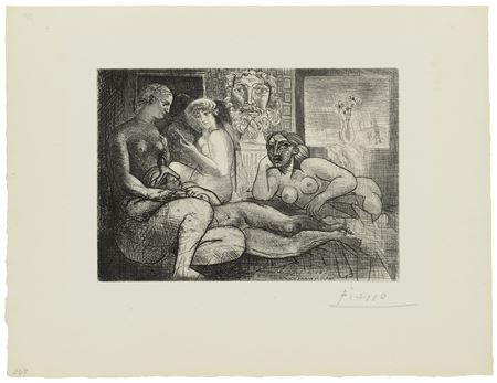 Quatre femmes nues et tête sculptée, from: La Suite Vollard