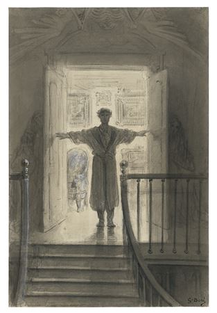 '...here I opened wide the door; Darkness there and nothing more...': an illustration for Edgar Allan Poe: 'The Raven'