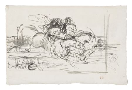 Faust et Mephisto dans la nuit du Sabbat (recto); Studies of horses (verso)