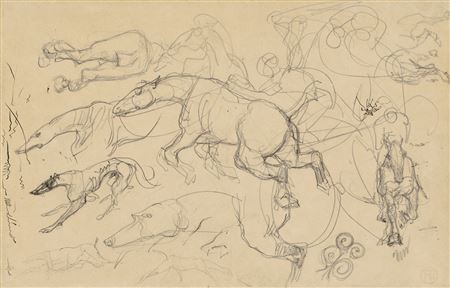 Chevaux et chiens lévriers