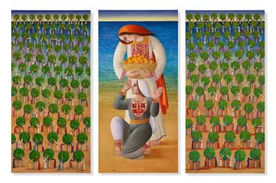 Sample artwork by Suleiman Mansour (Born 1947), known for clay and loam artworks reflecting palestinian identity and aspirations - View similar artists and auction records