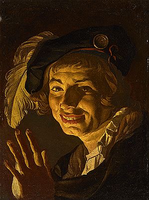 Head of a laughing man