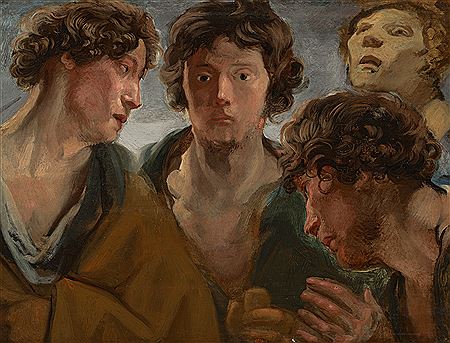 Four studies of a man's head