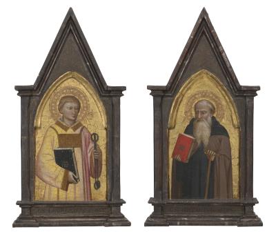 Saint Leonard of Noblac; and Saint Anthony Abbot, fragments from an altarpiece