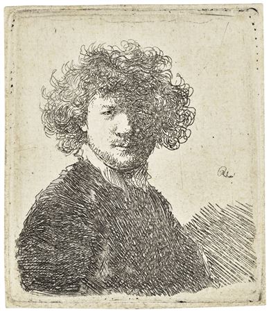 Self-Portrait with curly Hair and white Collar: Bust