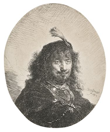 Self-Portrait (?) with plumed Cap and lowered Sabre