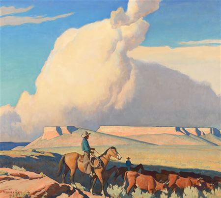 Open Range (1942) by Maynard Dixon - Auction record, sale price, and art valuation. Compare with similar artists and explore comparable artworks.