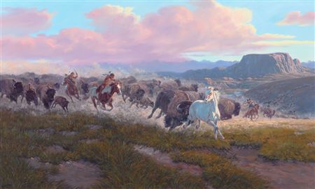 Sample artwork by Ron Stewart (Born 1941), known for landscape and western genre, animal and history painting, sculpture - View similar artists and auction records