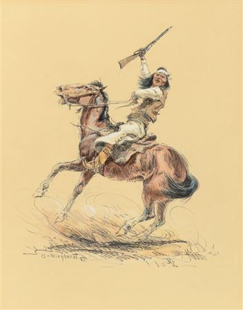 Indian with Rifle on Horseback
