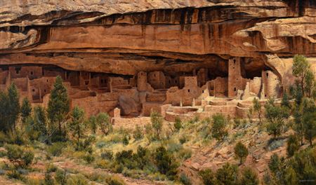 "Ancestral Empire, Mesa Verde" by Robert Peters - Auction record, sale price, and art valuation. Compare with similar artists and explore comparable artworks.
