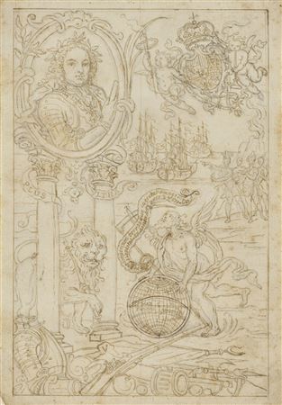 Study for a frontispiece with the portrait of King Ferdinand VI of Spain