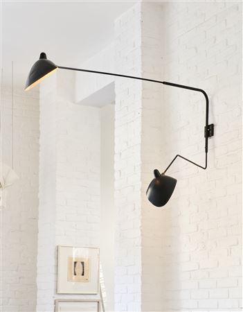 Wall lamp with two angled swivel arms
