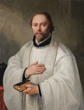 Portrait d'un pasteur luthérien âgé de 46 ans, à mi-corps