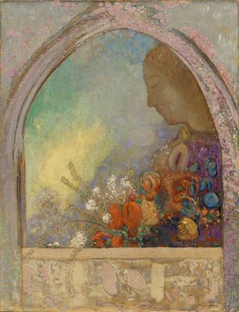 Profil dans une ogive, dit aussi Vierge aux fleurs
