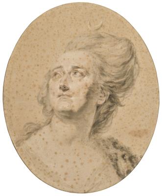 Portrait en buste de l’actrice Pierrette Hélène Pinet (1740- 1782), mademoiselle d'Epinay en Diane