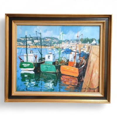 Trawlers at quay in a port by Jean Pierre Lebras - Auction record, sale price, and art valuation. Compare with similar artists and explore comparable artworks.