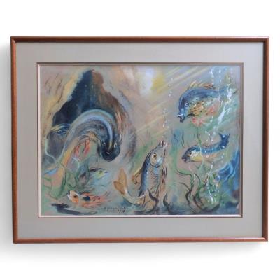 Aquatic scene with fish