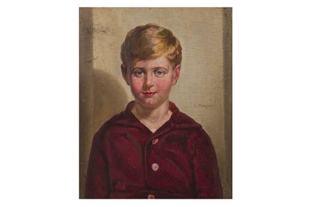 Portrait of a Boy in a Red Coat by Mario Siragusa - Auction record, sale price, and art valuation. Compare with similar artists and explore comparable artworks.