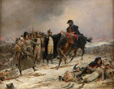 Captain Marbot saves the standard and eagle of the infantry regiment of the line in the battle of Preußisch Eylau (Ilawa), 1807. by Lionel-Noel Royer - Auction record, sale price, and art valuation. Compare with similar artists and explore comparable artworks.